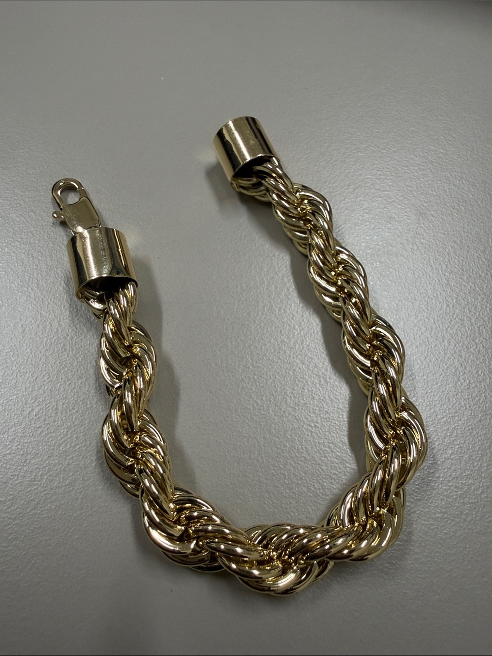 Luxurious Chunky Style 14k Gold Electroplated Twisted Rope 8 Inch Bracelet